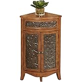 Lonzbard Corner Accent Storage Cabinet Pecan - Handcrafted Wood - Dimensional Designs - Traditional Style Furniture - Wooden 