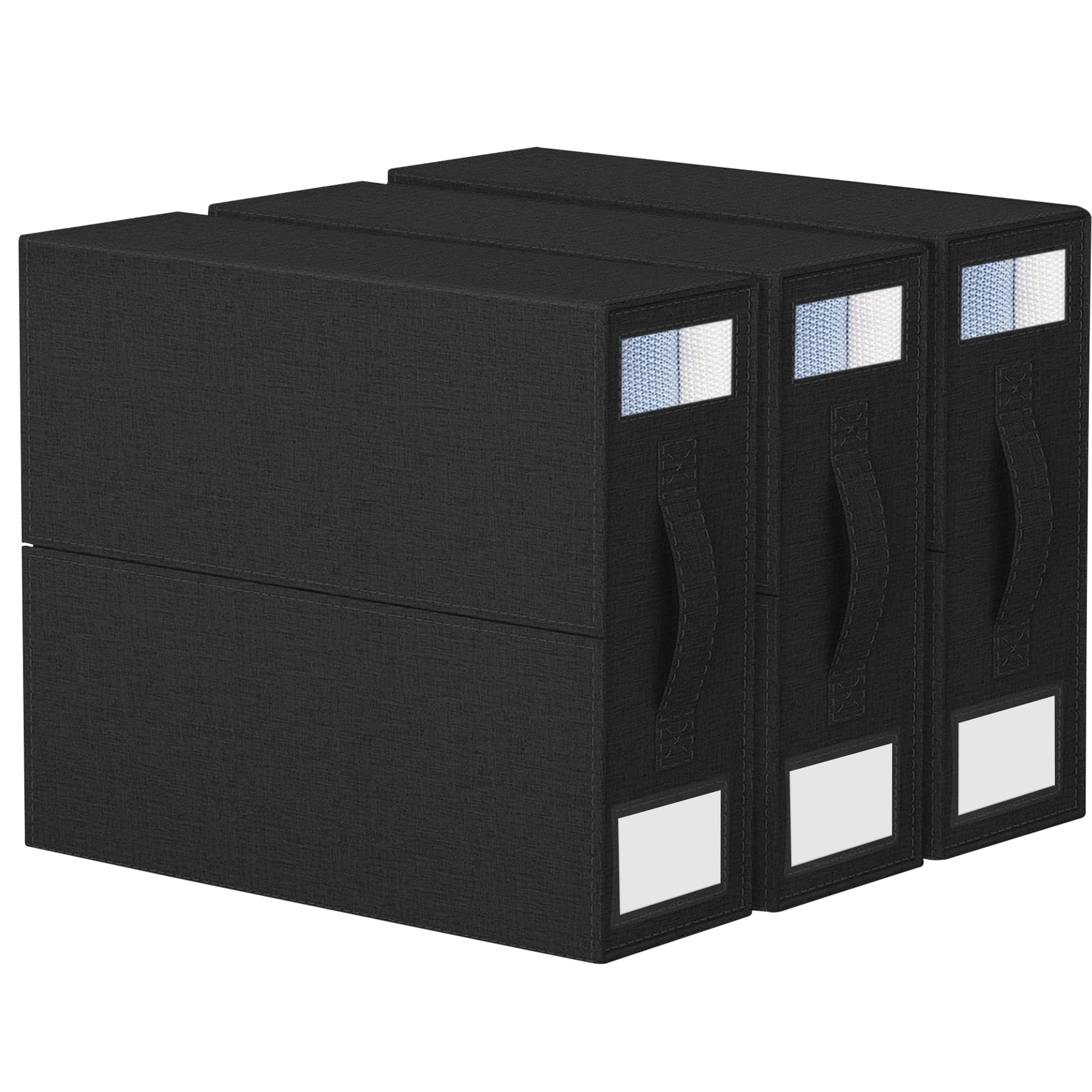 QINCAI 3 Pack Bed Sheet Organizer and Storage, Foldable Bedding Storage for Linen Closet, Sheets Set Folder Keeper with Window XL (Queen & King Size) Bedding Organiser (Black)