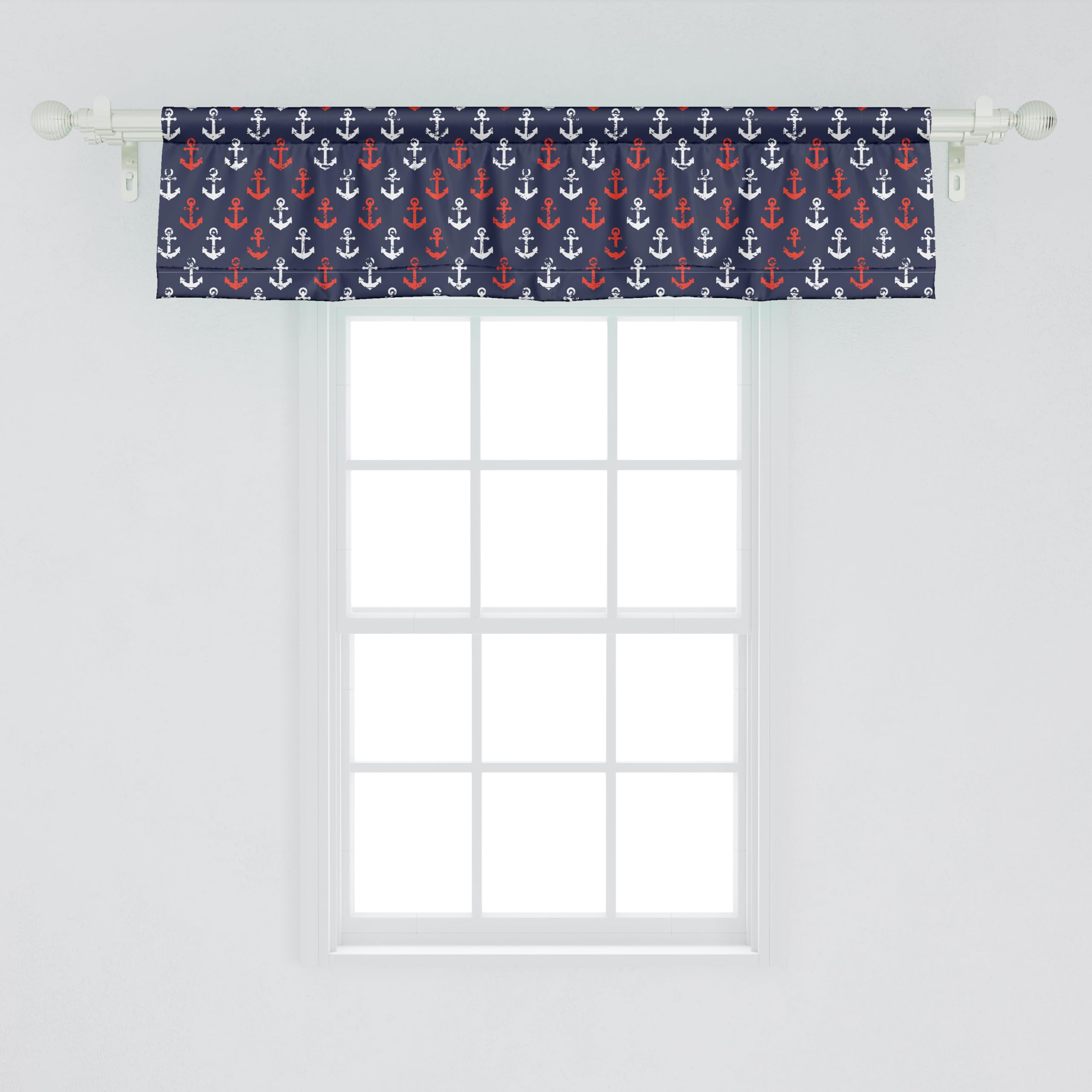 Ambesonne Anchor Window Valance, Abstract Sea Theme
