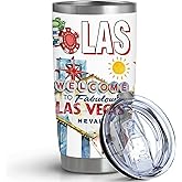 Pininerr City Travel Cup for City Lover,Double Wall Vacuum Insulated Stainless Steel Tumbler 20oz (Las Vegas, 20 oz)