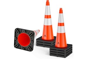 RoadHero 8 Pack 28 Inch 5.5 Lb Traffic Cones with Heavy Black Base, Orange Safety Cone with Reflective Collar for Parking Lot, Construction Work, Road Safety