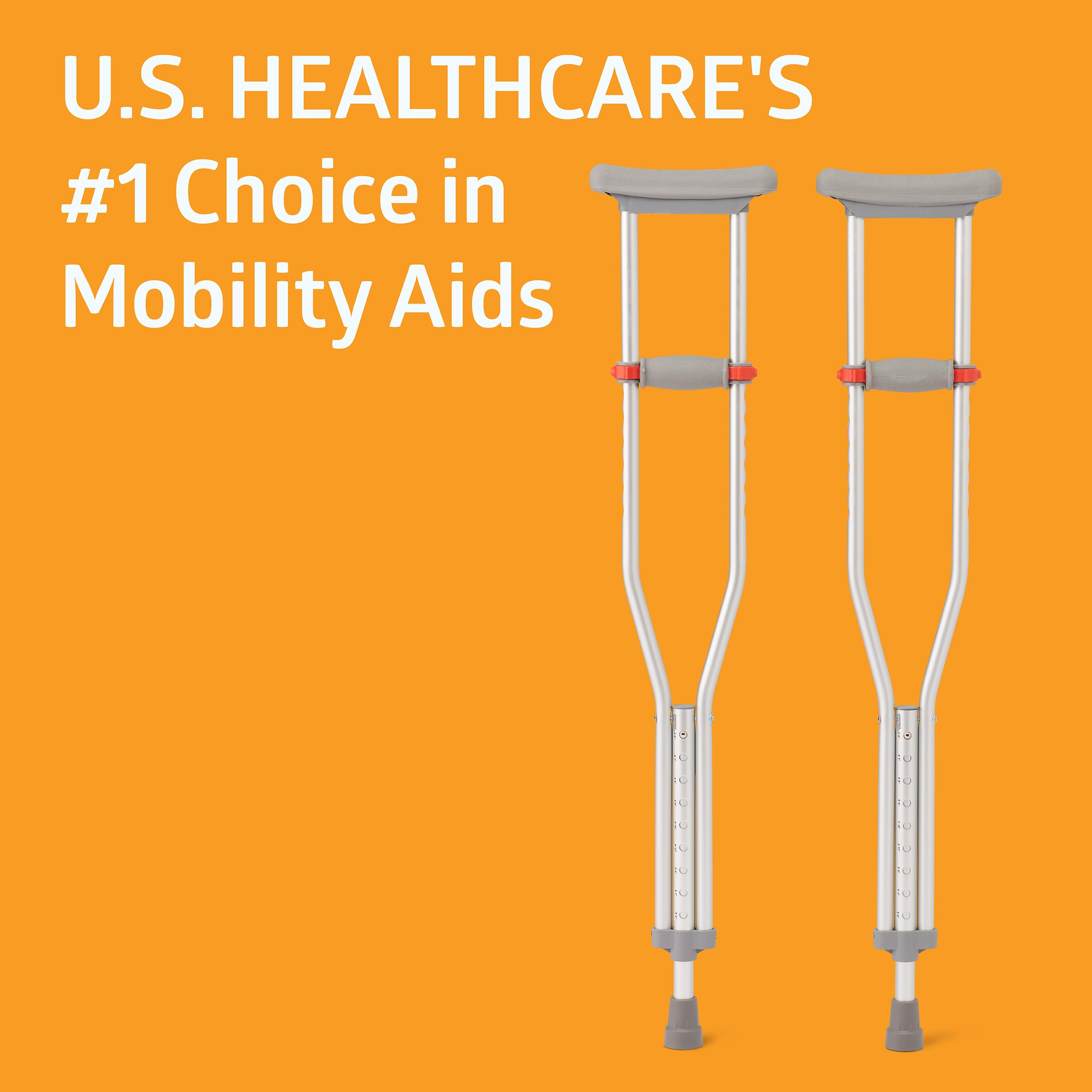 Medline Lightweight Aluminum Red Dot Crutches, for Patients 4’6”–5’2” Tall, Walking Aid for Kids, Adults & Seniors, 300 lbs. Weight Capacity