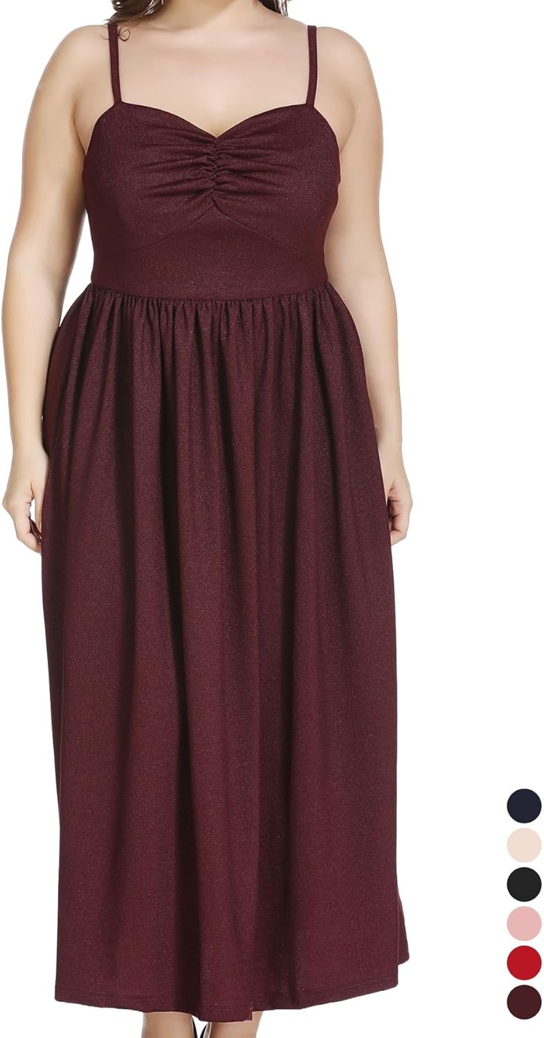 Plus Size Sleeveless Flare Loose Maxi Dress for Cocktail Formal Evening