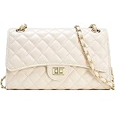 Quilted Crossbody Purse for Women Trendy Ladies Shoulder Bag with Chain Strap PU Leather Cross Body Bags Satchel HandBag