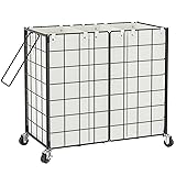 WOWLIVE Laundry Hamper with Wheels,Metal Wire Frame