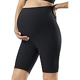POSHDIVAH Ribbed Maternity Biker Shorts Over The Belly for Women - 5"/8" Buttery Soft Pregnancy Workout Athletic Short