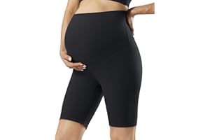 POSHDIVAH Ribbed Maternity Biker Shorts Over The Belly for Women - 5"/8" Buttery Soft Pregnancy Workout Athletic Short