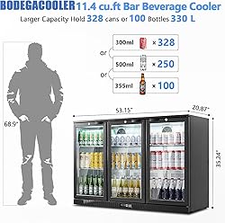 BODEGACOOLER Back Bar Cooler With 3 Glass