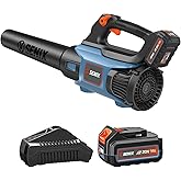 SENIX 20V Max Leaf Blower, Cordless, Brushless, Handheld, Up to 450 CFM and 100 MPH, 2 Speed Mode, Cruise Control, Lightweight, 5.0 Ah Battery and Charger Included (BLAX2-M3)