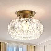 OYKYOHEI Semi Flush Mount Ceiling Light, Globe Glass Ceiling Light Fixture, Gold Modern Lighting for Hallway Porch Corridor K