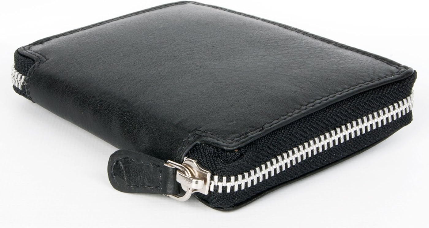 Men’s Biker Style Genuine Leather Wallet - Zip Around, With 50cm Chain & Carabiner, Metal Zipper, Cowhide, 10x13cm - View #8