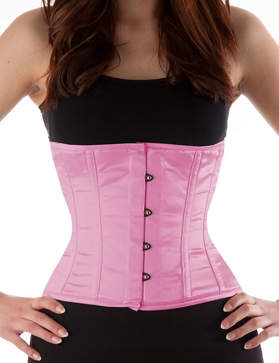 AB Korsett Manufaktur Damen Taillen Korsett Pink Corsage Satin Schnürkorsett zur Taillenreduktion Mieder, Body Shaper KMSatWa