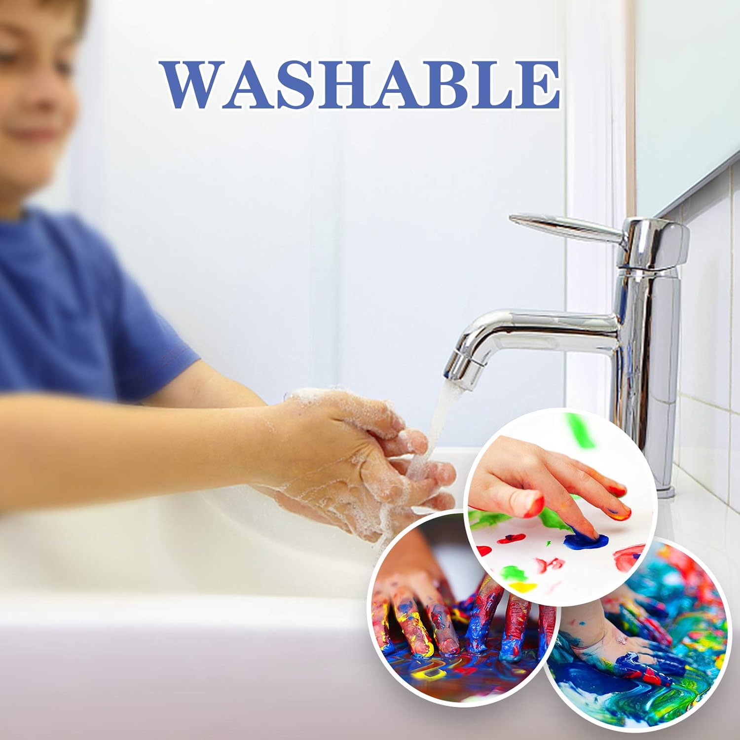 Washable Finger Paint Set ​for Kids dders Non-Toxic Fingerpaints Kitfor Kids, School, DIY, Craft Painting (6 color): Toys & Games
