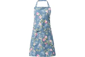 DILLMAN Aprons for Women with Pockets Cotton Linen Cooking Kitchen Baking Soft Durable Floral Gardening Apron