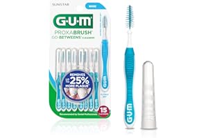 GUM Proxabrush Go-Betweens - Wide - Interdental Brushes - Soft Bristled Dental Picks for Plaque Removal Health - Safe for Braces & Dental Devices, 15 Count