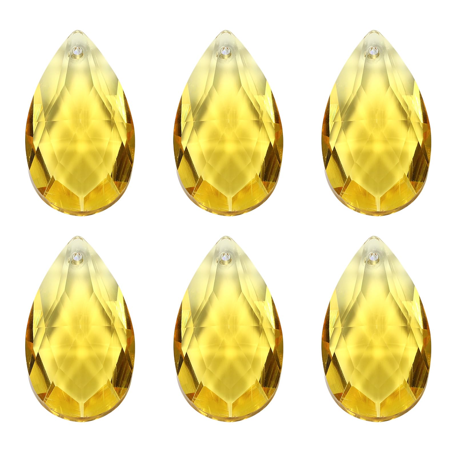 PATIKIL K9 Crystal Pendants Teardrop Beads, 6 Pack 38mm Chandelier Prisms Parts Hanging Beads DIY Lamp for Arts Crafts Decoration, Golden — image 1