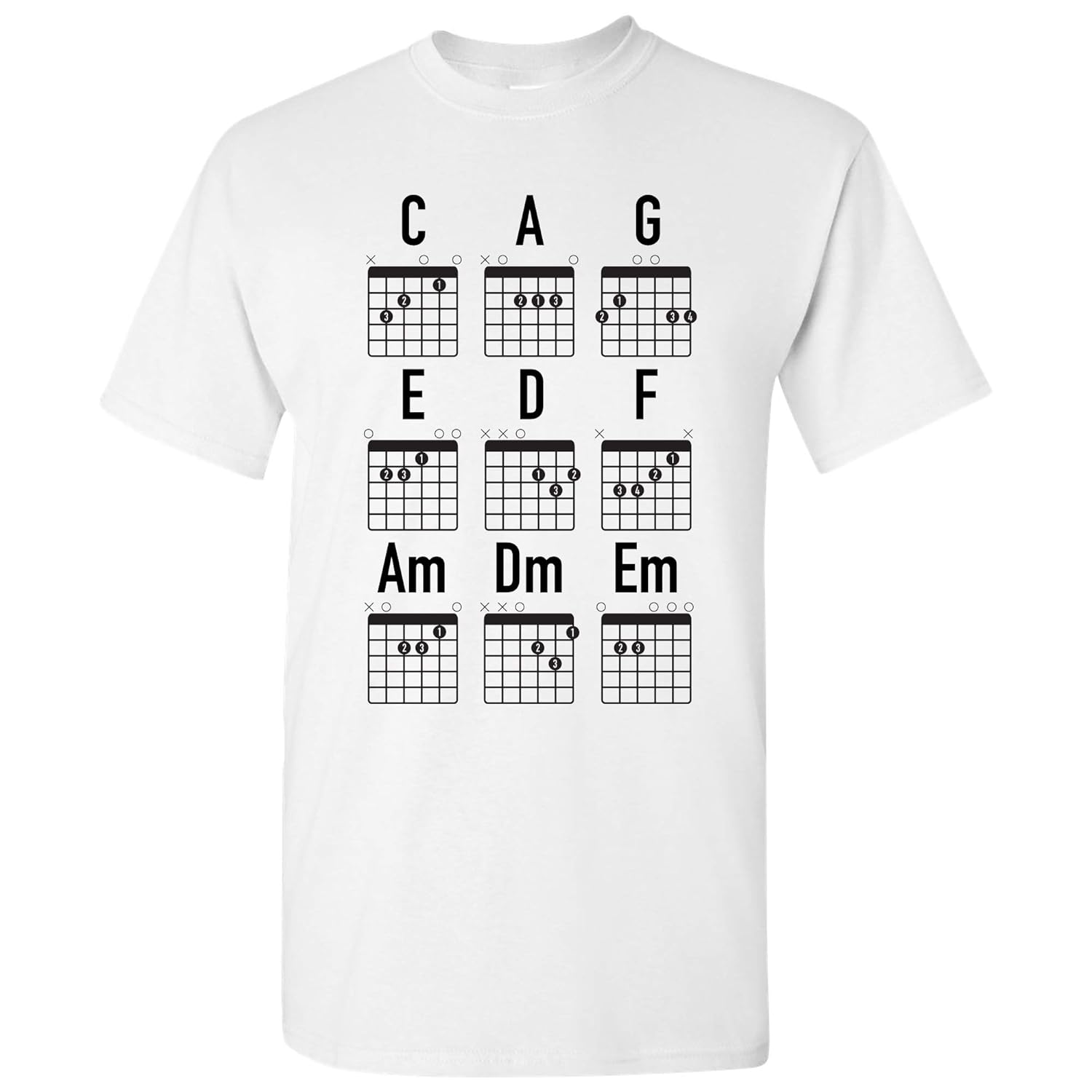Guitar Chord Chart Music Electric Acoustic T Shirt 2654 Jznovelty
