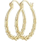 AMELINE Hoop Earrings Women 14K Gold Hoop Earrings for Women Jewelry Gold Earring Hoops with Twisted Raised Pattern 23.5 mm