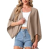 GRECERELLE Women's Summer Lightweight Cardigan Open Front Casual Loose Cropped Kimono Cover Ups