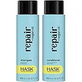 HASK Shampoo + Conditioner Set | Color Safe, Sulfate-Free, Paraben-Free, Gluten-Free, Cruelty-Free | 16oz each, 2 Pack