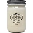 Nika's Home Sage & Citrus Soy Candle 12oz Mason Jar Non-Toxic White Hand Poured Candle- Handmade, Long Clean Burning 50-60 Hours Highly Scented All Natural, Candle Gift Décor