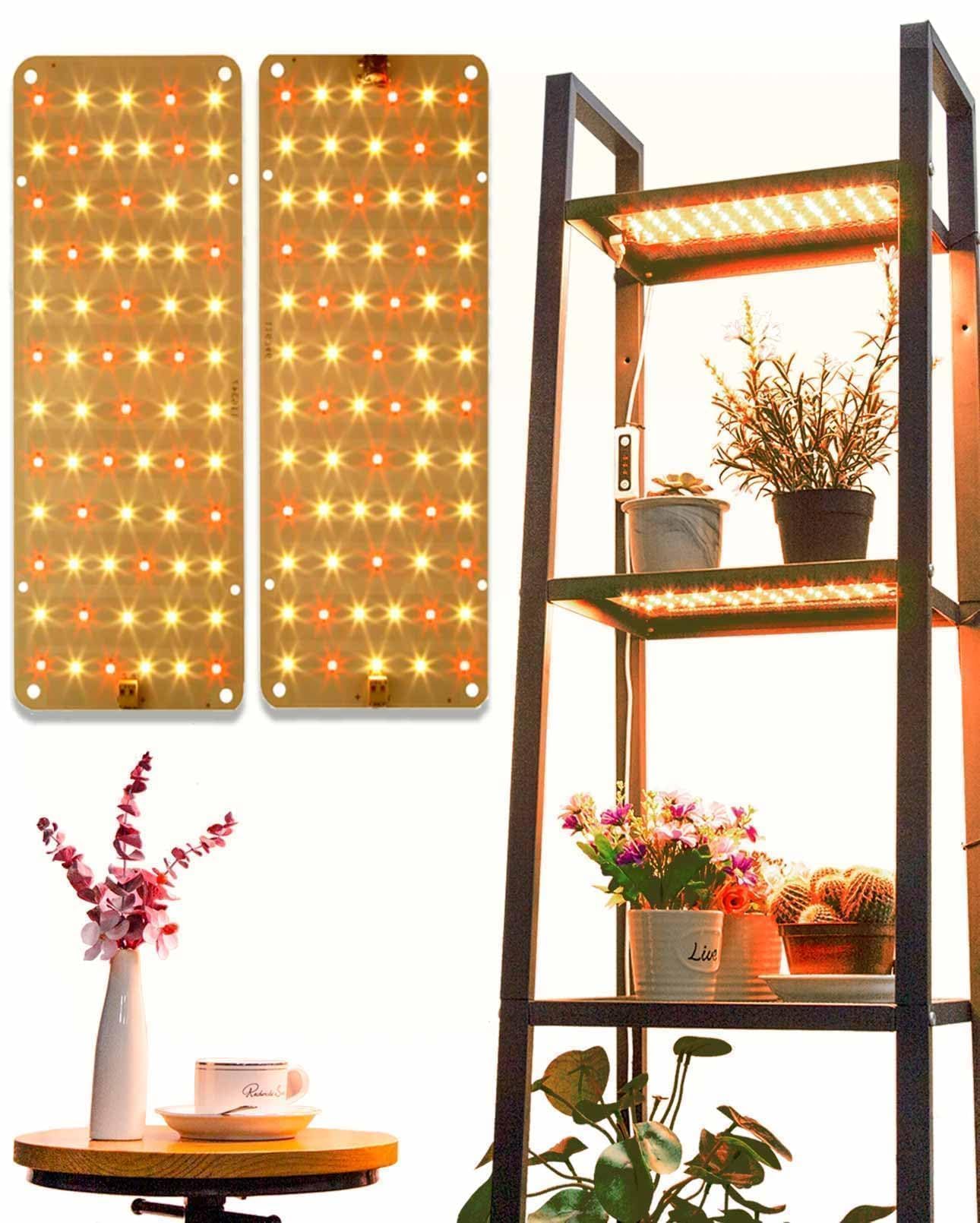 DOMMIA Grow Light, 20W Ultra-Thin Panel Grow Lights for Indoor Plants, High PPFD Full Spectrum, Dimmable, 6/12/16H Timer Auto on/Off, Suitable for Indoor Growing, Warm White 1-Pack