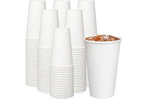 ECOEXTRA Coffee Cups 16 oz 200 Pack, Disposable Paper Cups for Hot Beverage Drinking, White Hot Cups Suitable for Party, Picnic, Travel, and Events