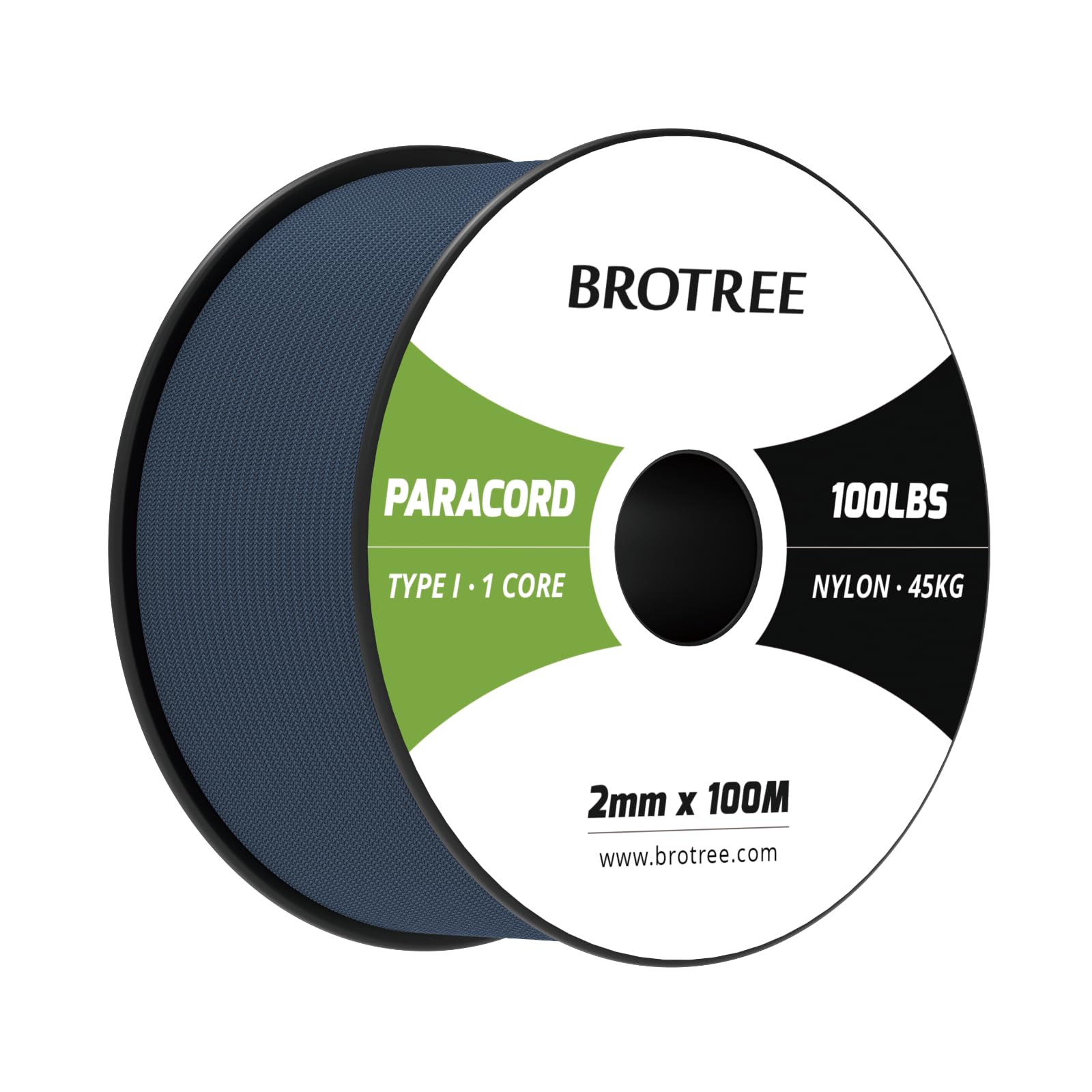 Brotree Paracord 2mm 100M 100% Nylon Rope 1 Strand Parachute Cord for Outdoor, Craft, DIY - 45kg Breaking Load (Navy Blue)