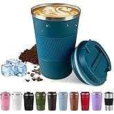 SPLMIFA Vacuum-Insulated Stainless Steel Travel Coffee Mug, Leak-Proof Reusable Coffee Cup with Lid - Keep Hot & Cold Drinks for Hours, Durable Insulated Tumbler for Men & Women(3rd-Blue, 12OZ)