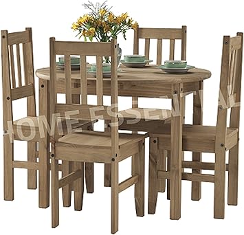 Mexican Pine Drop Leaf Dining Table With Four Chairs Amazon Co Uk