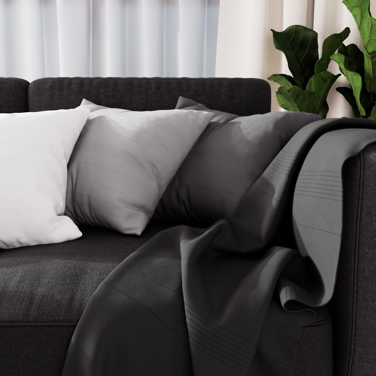 Soleil d'ocre Adele Throw Blanket 140 x 200 cm Polycotton Grey