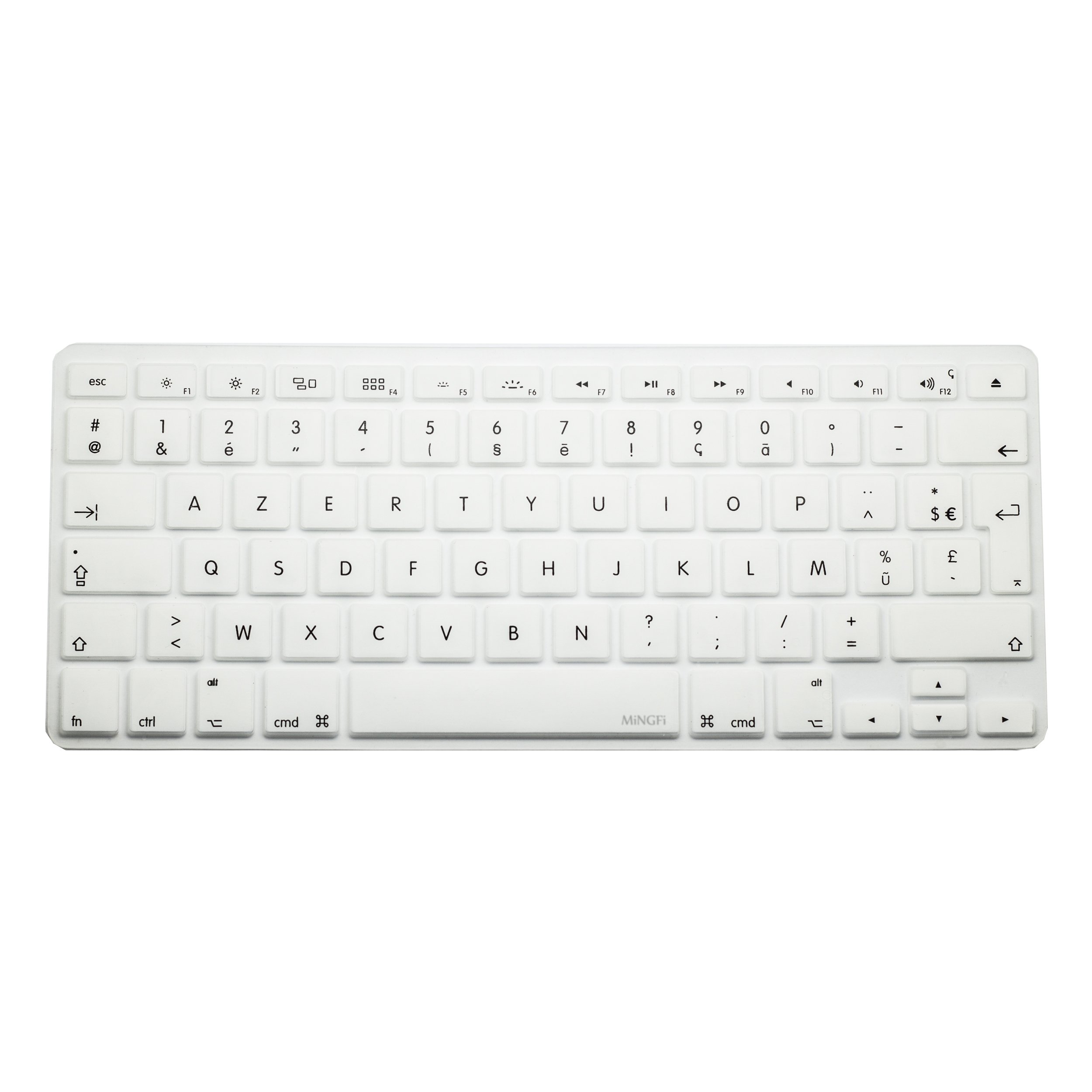 MiNGFi French AZERTY Silicone Keyboard Cover for MacBook Pro/Air (2008-2015) Model A1278 A1286 A1369 A1398 A1425 A1466 A1502 EU/ISO Keyboard layout - White