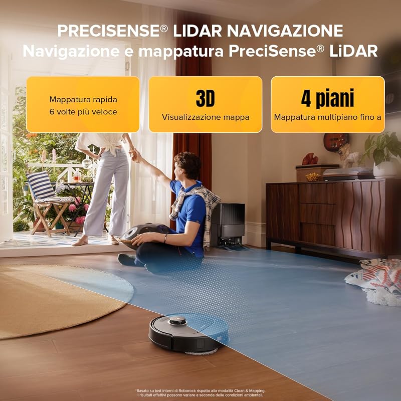 Qrevo S5V Robot Aspirapolvere Lavapavimenti, Mocio Estensibile