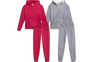 Real Love Girls Sweat Suit Set - 4 Piece Soft Fleece Zip Up Hoodie and Athletic Jogger Sweatpants for Girls (Sizes: 7-16)