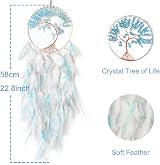 Donko Handmade White & Cyan Dream Catcher Tree of Life Wall Decor view 2