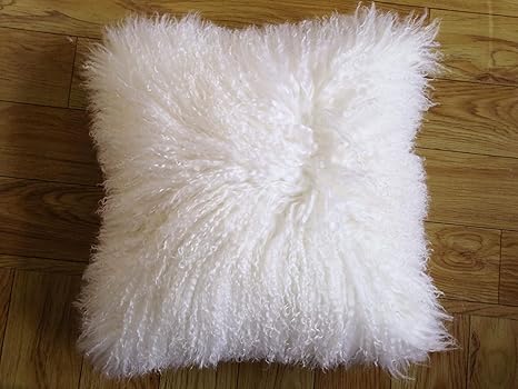 White mongolian cushion Clearance