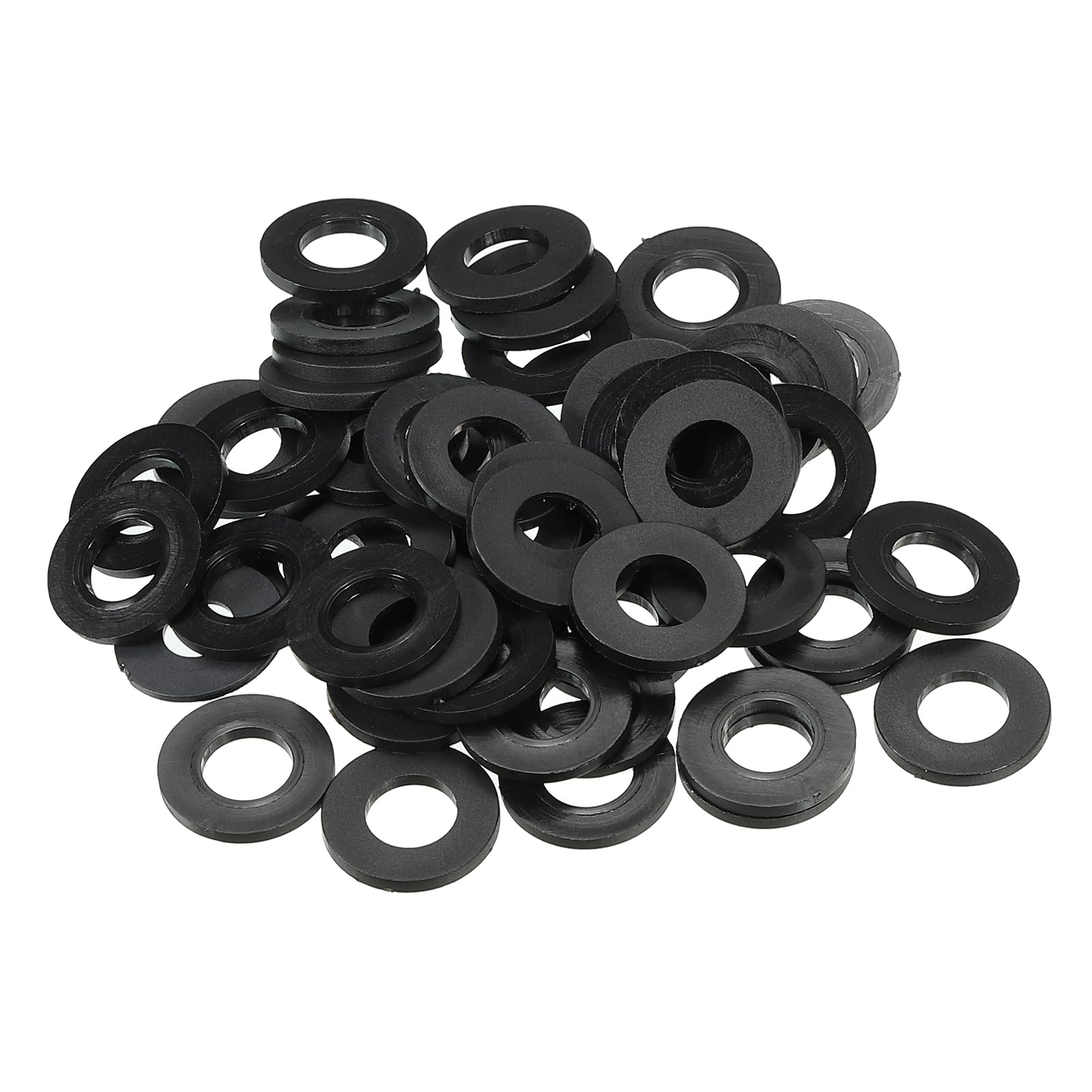 PATIKIL M10 Nylon Flat Washer, 80 Pack 10mm ID 20mm OD 2mm Thick Sealing Spacer Gasket Ring for Faucet Pipe Water Hose Fastener Bolt, Black โ image 1