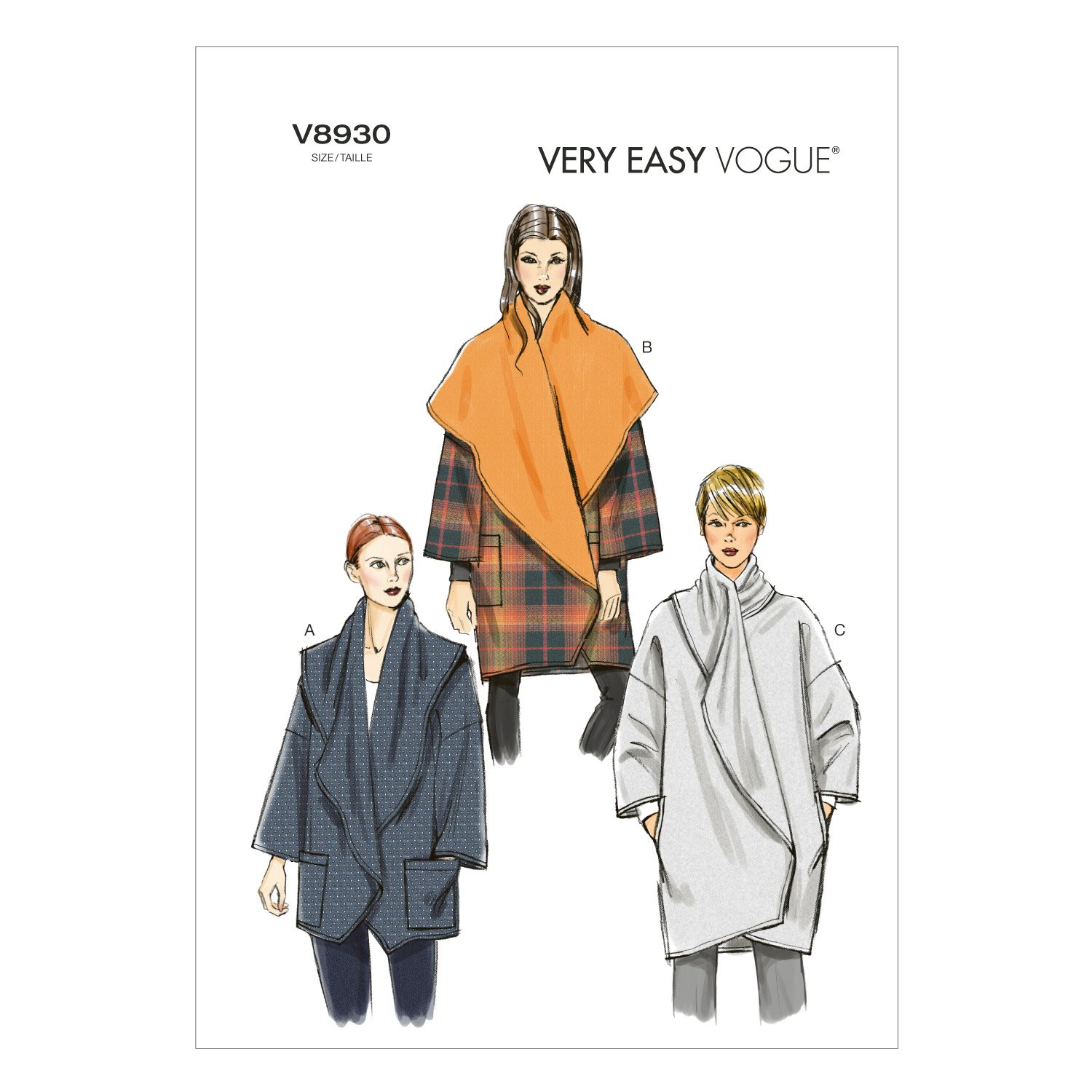 Vogue Patterns V8930 Size ZZ Large/ Extra-large/ XXL Misses' Jacket, Pack of 1, White