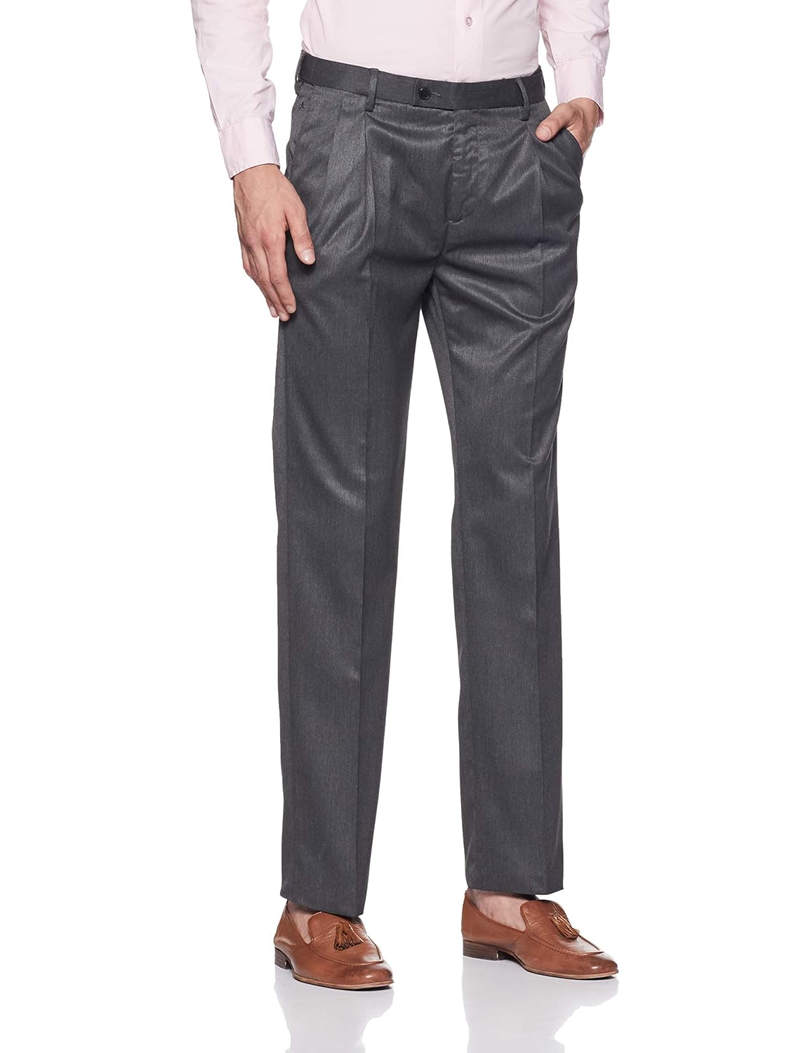 arrow men's pleat-front poly viscose formal trousers