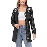 Anna-Kaci Women's Open Front Sequin Coat Las Vegas Blazer Party Club Cocktail Jacket Outerwear