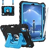 Fintie Case for iPad mini 7 (A17 Pro, 7th Generation) 2024 / iPad mini 6 (6th Gen) 8.3 Inch, Fully-Body Rugged Heavy Duty Shockproof Protective Case with Kickstand for Kids (Black/Blue)