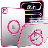BENTOBEN for iPad Pro 11-Inch Case M4 2024 (5th Generation) with Stand, Translucent Matte iPad Pro Case, Slim Protective Shockproof Anti-Yellowing with 120°Ajustable Kickstand Tablet Cover, Hot Pink