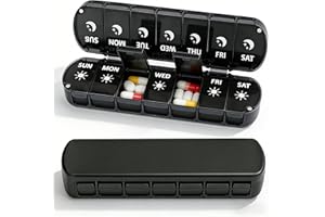 Qeedee Foldable Weekly Pill Organizer 2 Times a Day, Large Capacity 7 Day AM PM Travel Pill Box, Portable Dual-Protection Dai