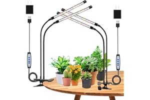 Wolezek Grow Lights for Indoor Plants, 2 Pack 6000K LED White Plant Grow Lights Indoor, Full Spectrum Grow Lamp with Clip, Auto ON & Off Timer 6/12/16H, 3 Modes, 5-Level Dimmable Brightness