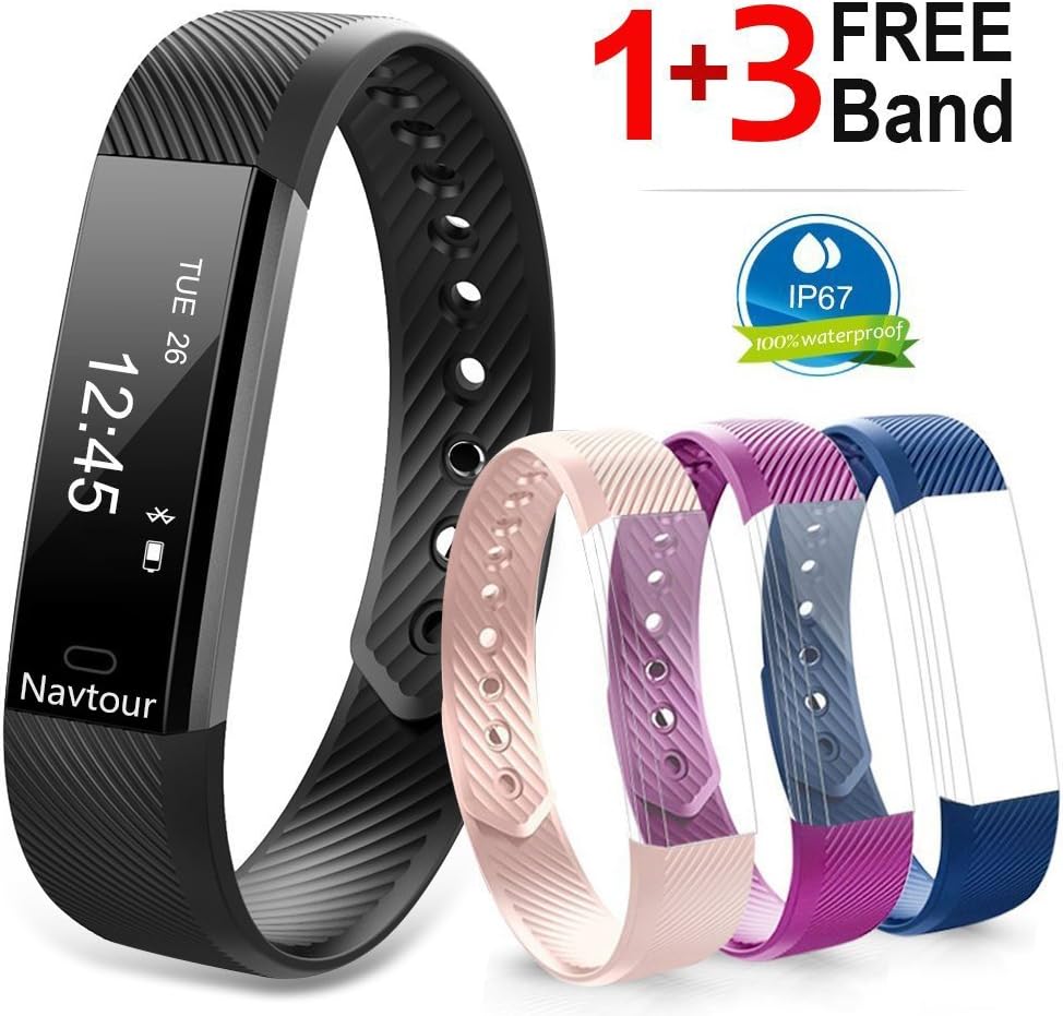 Navtour Fitness Armband mit 3 Ersatzbänder(kostenlos) Wasserdicht IP67