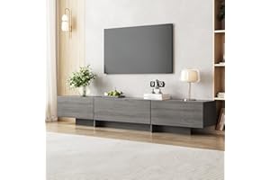 UKAOCAI 76.4'' Modern TV Stand for Living Room, Mid Century Modern TV Console，Entertainment Center with 4 Drawers, Large Storage Cabinet Table, Media Cabinet for Living Room, Bedroom, Grey