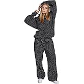 Eutten Womens 2 Piece Sweatsuits Fall Outfits Oversized Camo Hoodie Wide Leg Sweatpants Travel Lounge Matching Sweat Sets