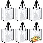 WYKOO 12 x 12 x 6 Inch Clear Tote Bags PVC Plastic Tote Bag With Handles for Work Beach Lunch Sports, Concerts