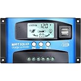 SOGTICPS MPPT 60A 12V/24V Auto Focus Tracking Solar Panel Charge Controller Regulator with Dual USB Port,LCD Display, New Mppt Technical