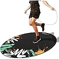Jump Rope Mat Large Rubber Exercise Mat Indoor Outdoor Shock Absorbing Mat Non-Slip Oval Design for Floor & Rope Protection, Workout Mats for Home Gym Flooring